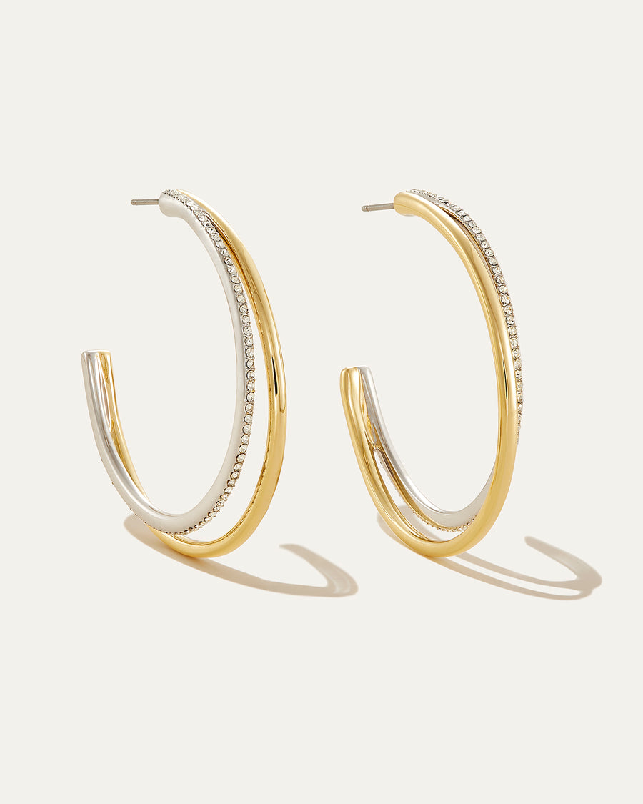 Julie Double Mixed Metal Hoop Earrings