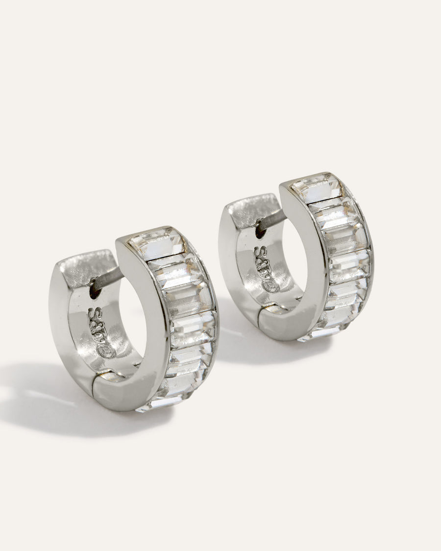 Channel Set Huggie Earrings | Silver