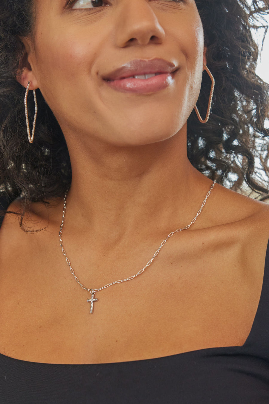 Pave Cross Necklace Charm