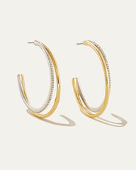 Julie Double Mixed Metal Hoop Earrings