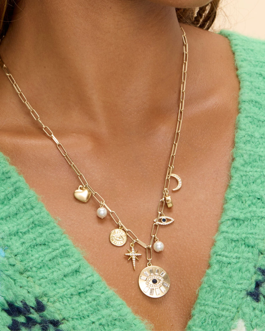 Evil Eye Mixed Charm Necklace