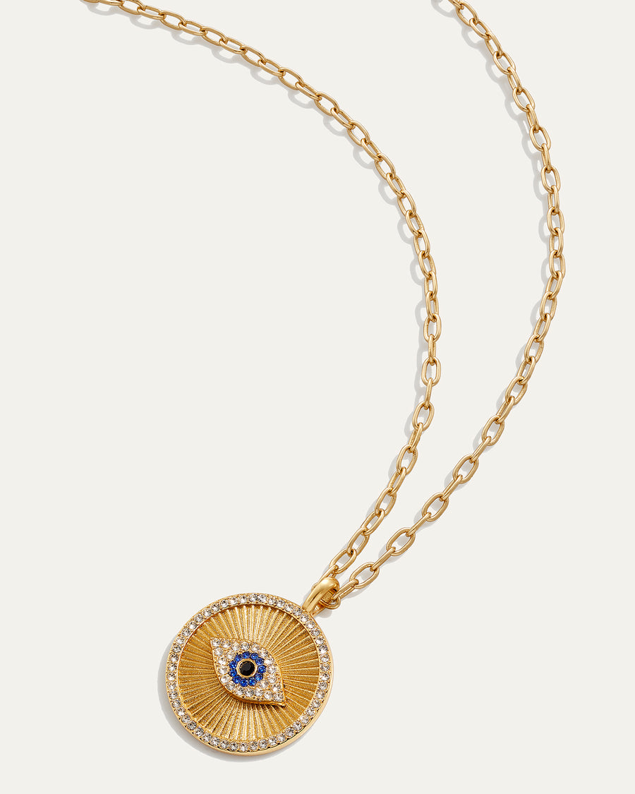 Evil Eye Medallion Necklace - Main Image