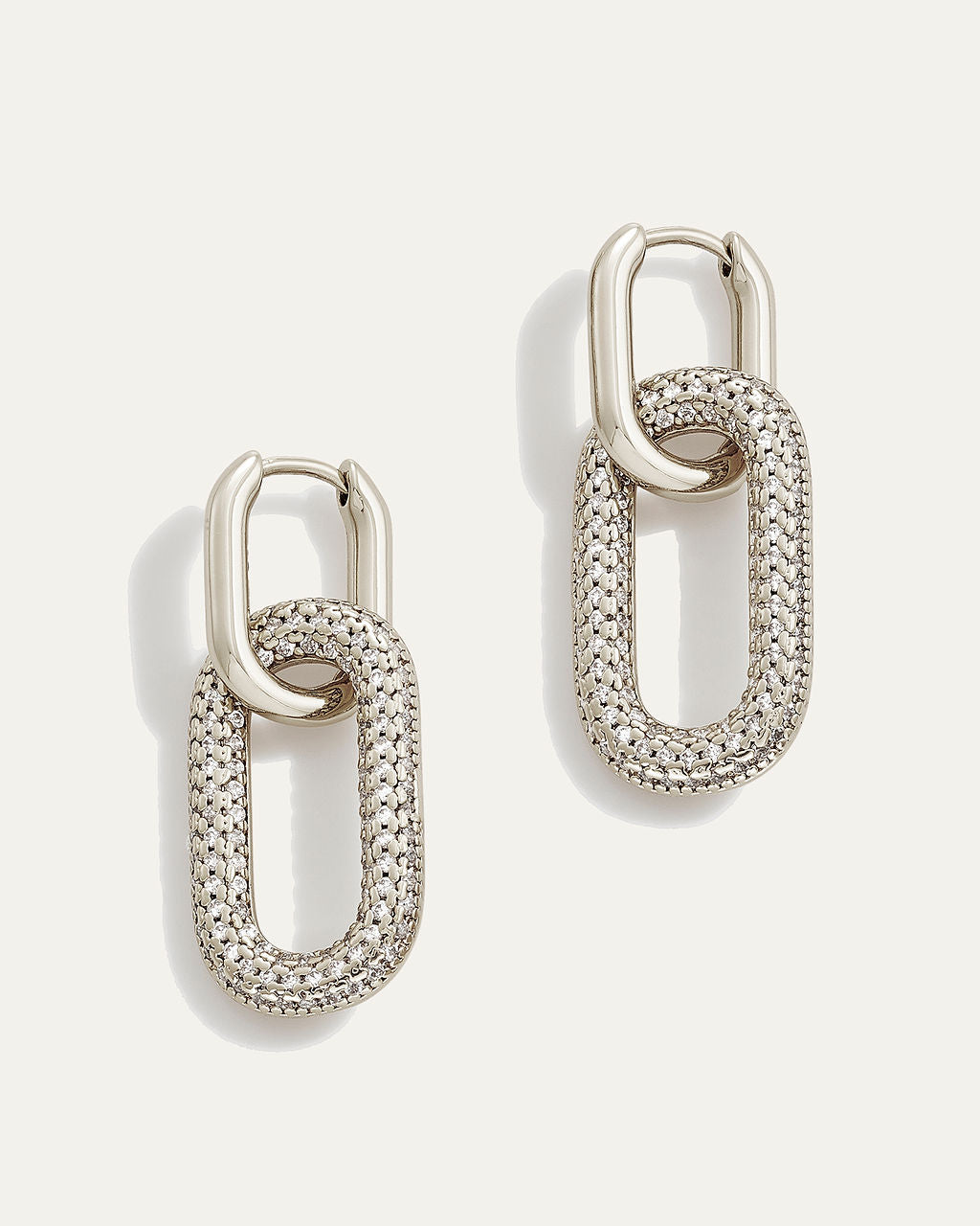 Reversible Pavé Link Earrings | Silver