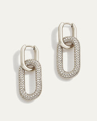 Reversible Pavé Link Earrings | Silver