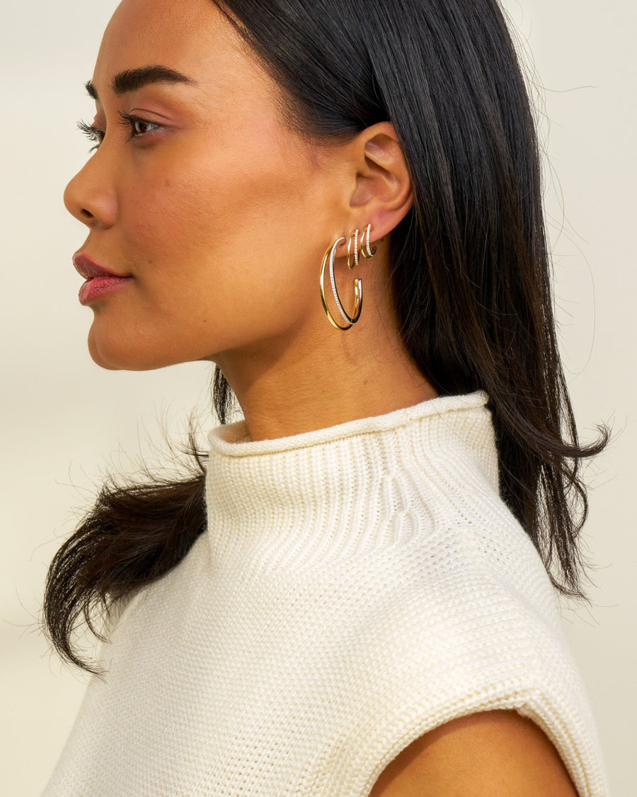 Julie Double Mixed Metal Hoop Earrings