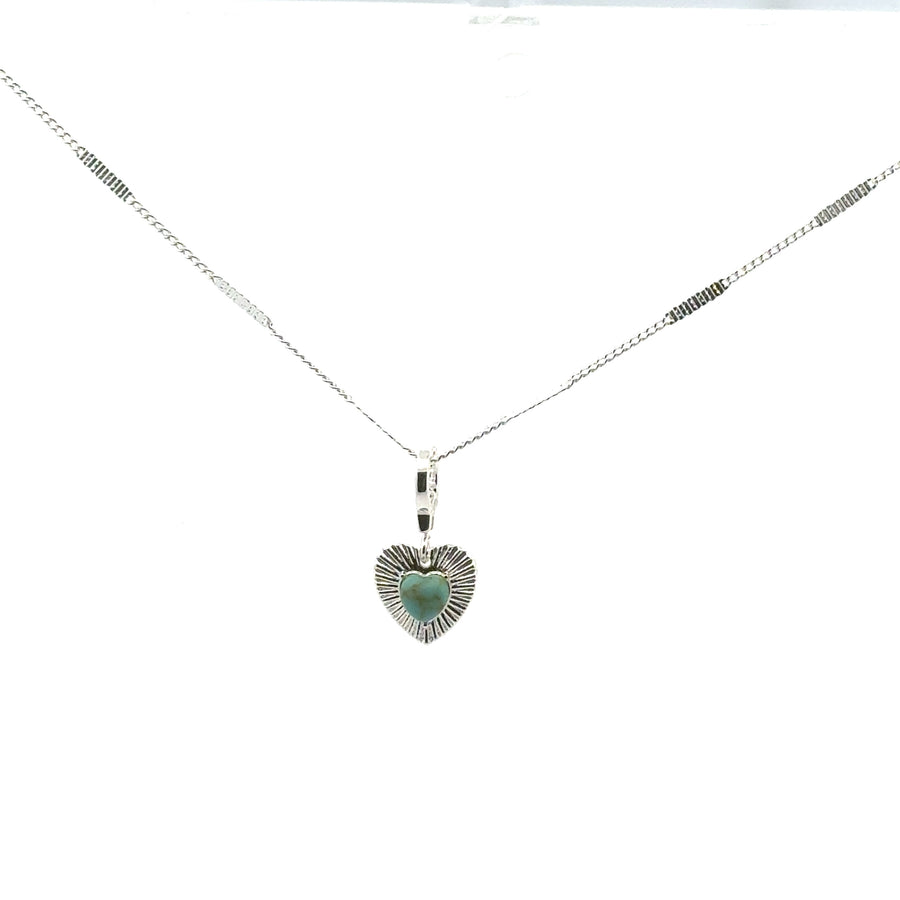 Turquoise Heart Charm Necklace