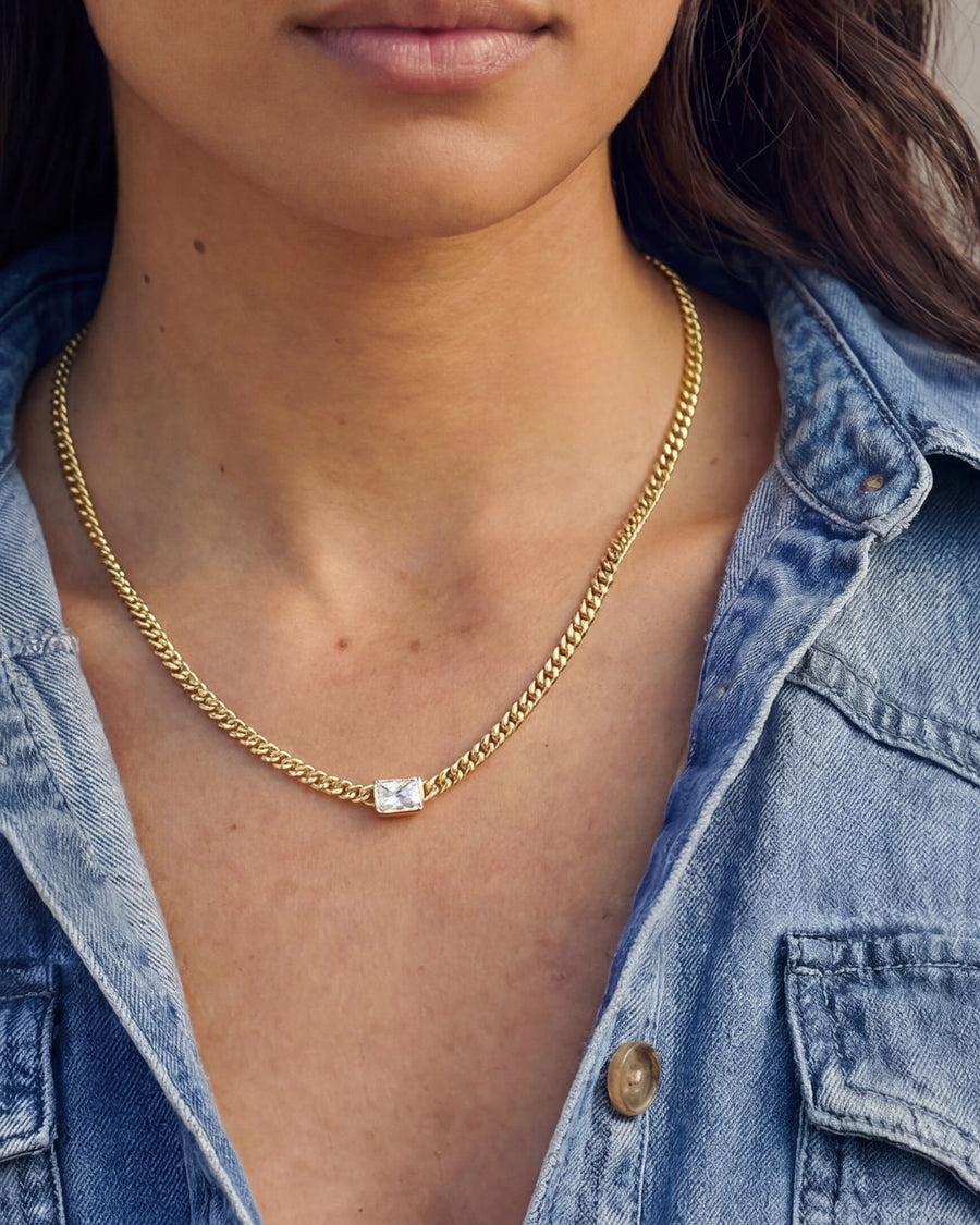 Small Bezel Station Necklace