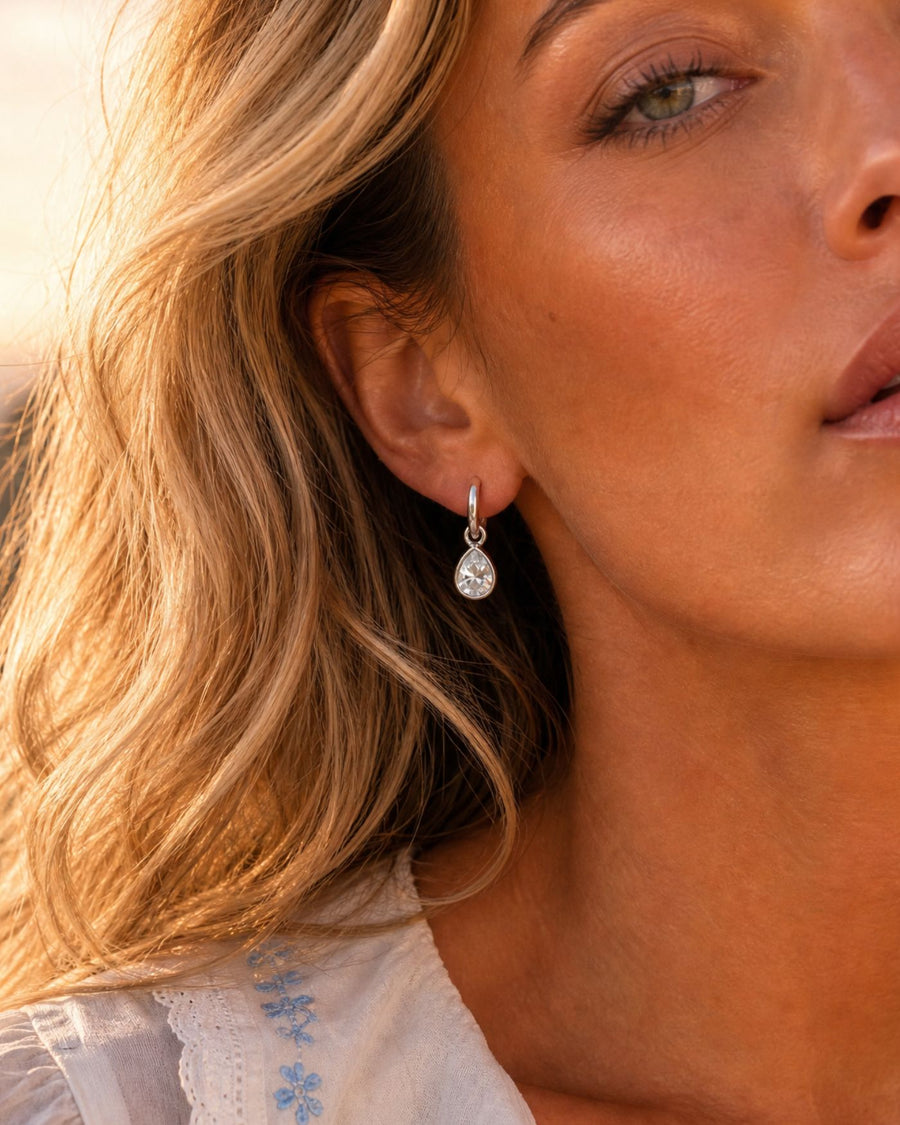 Elisa Reversible Huggie Hoop Earrings | Silver