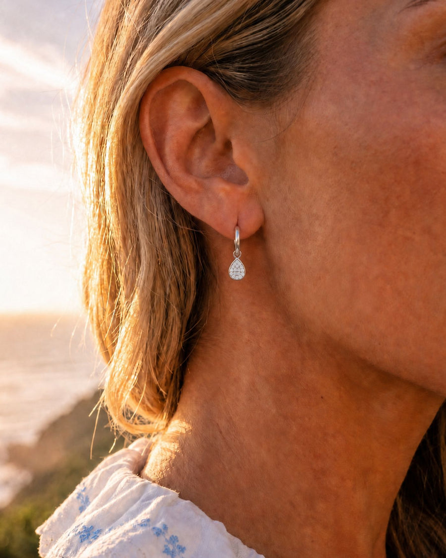 Elisa Reversible Huggie Hoop Earrings | Silver