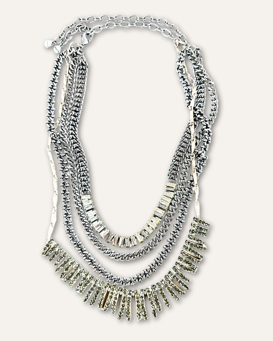 Silver Crystal Versatile Statement Necklace