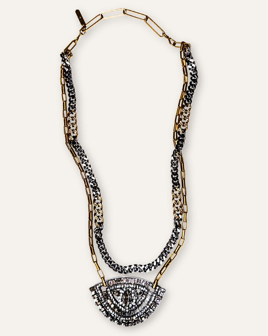 Art Deco Mixed Metal Versatile Statement Necklace