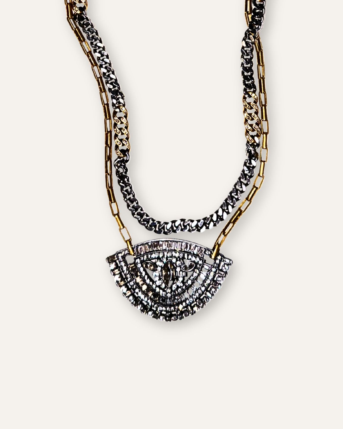 Art Deco Mixed Metal Versatile Statement Necklace