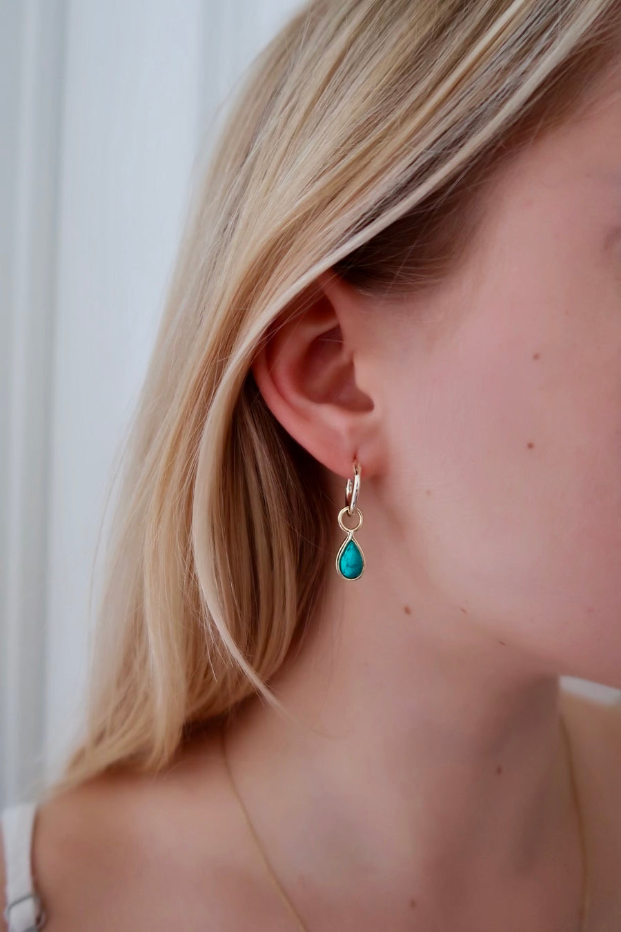 Turquoise Drop Hoop Earrings