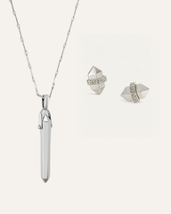 Rebel Pendant Necklace & Studs Bundle | Silver