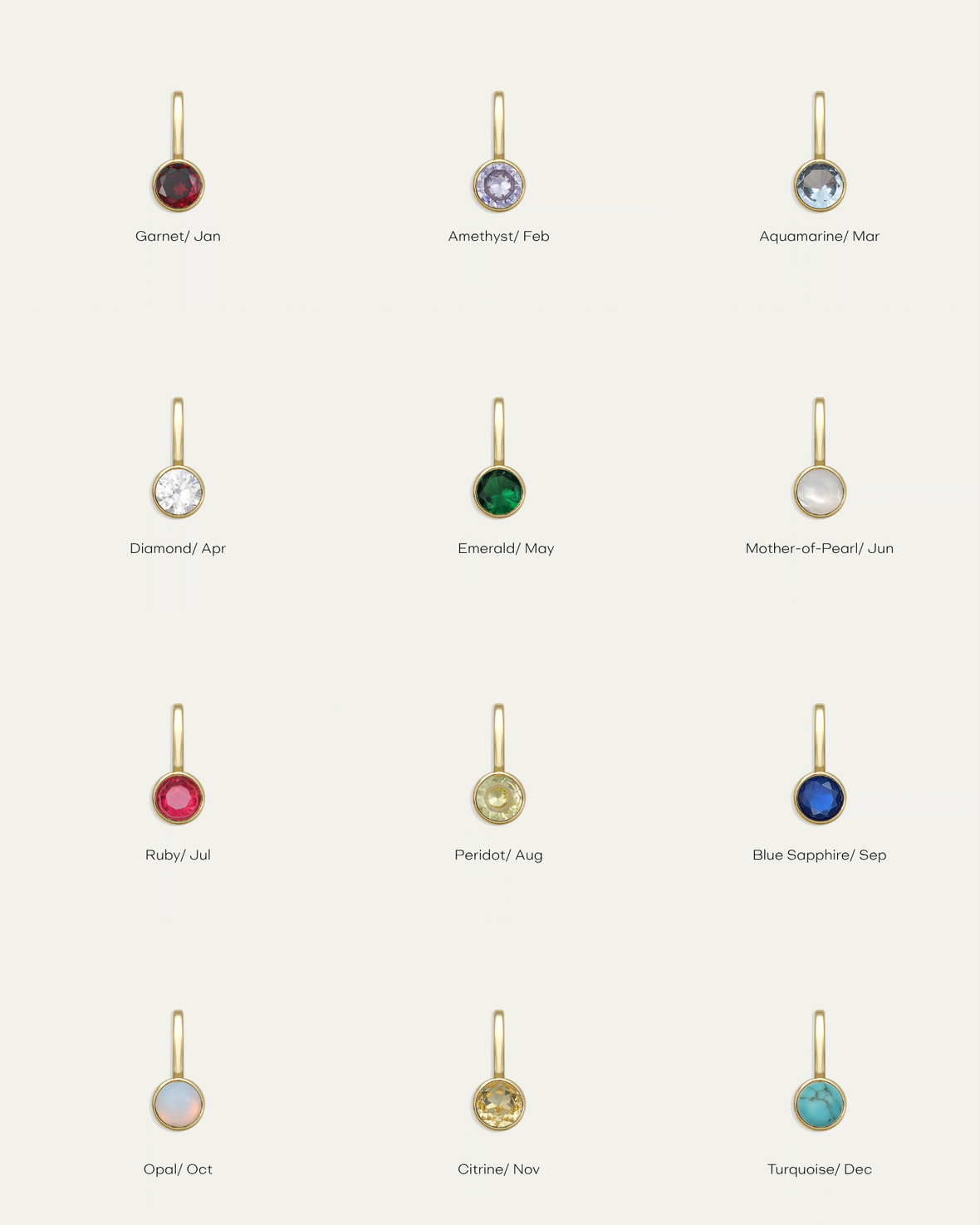 Ava Birthstone Bar Charms