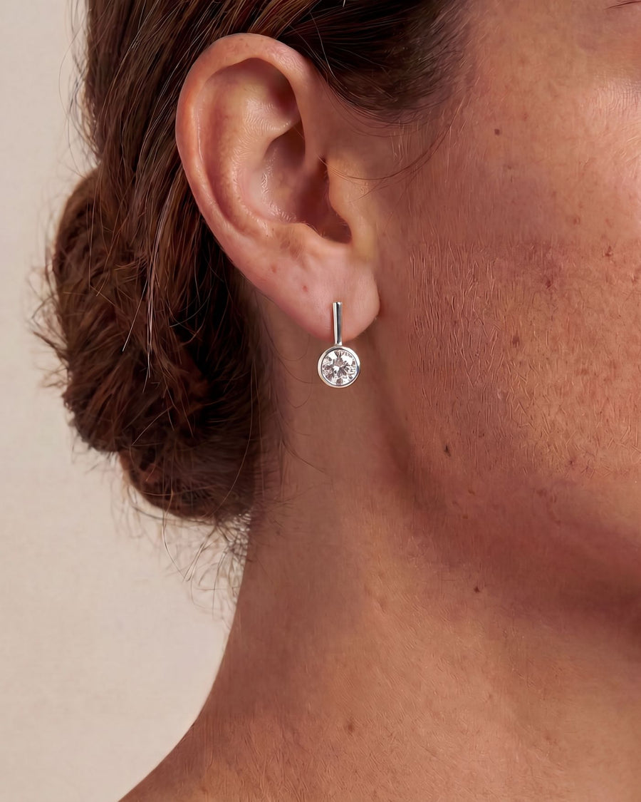 Ava Bar Stud Earrings in Diamond | Silver