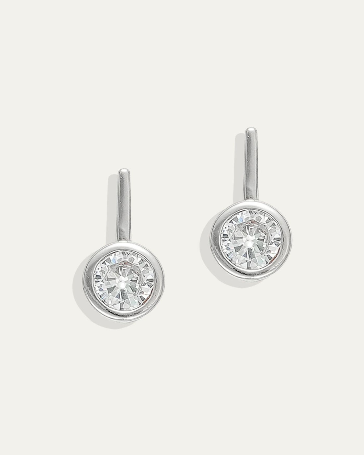 Ava Bar Stud Earrings in Diamond | Silver