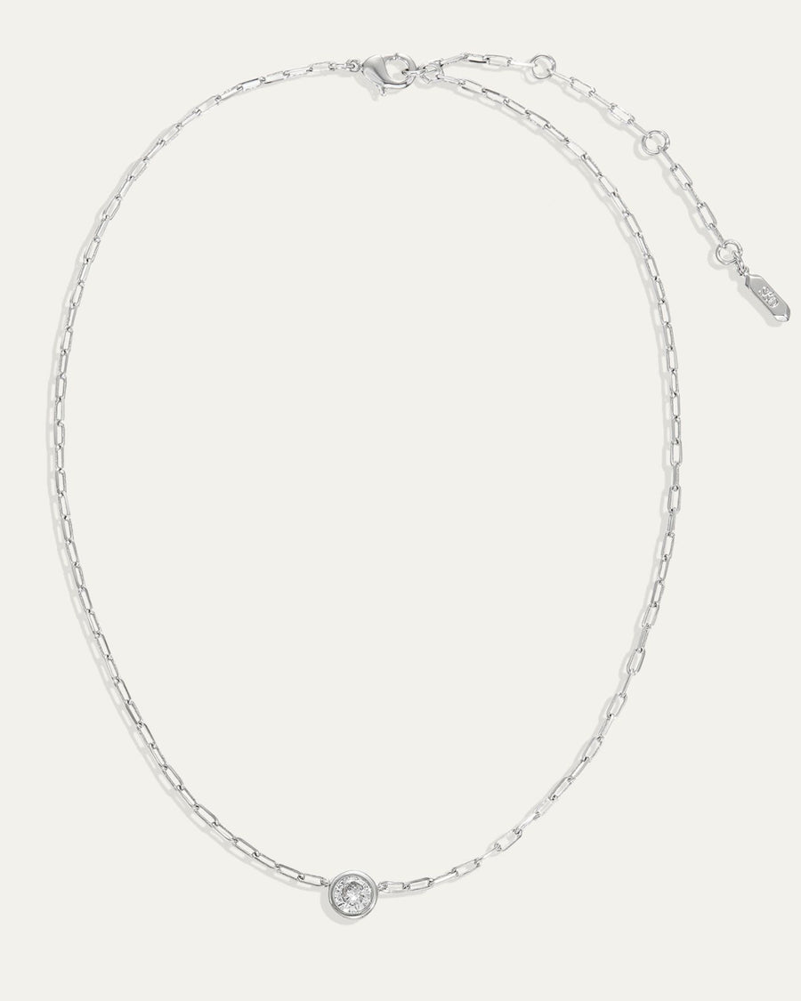Ava Paperclip Necklace in Diamond | Silver