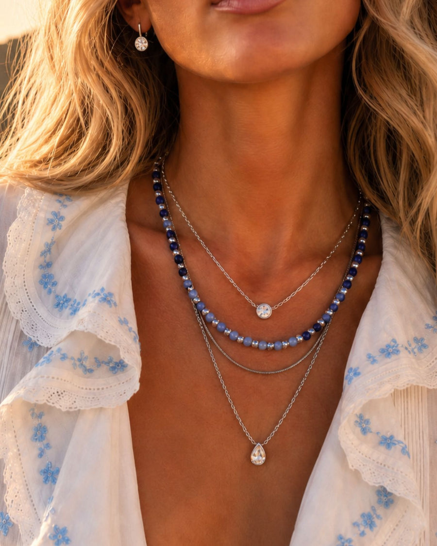 Ava Paperclip Necklace in Diamond | Silver