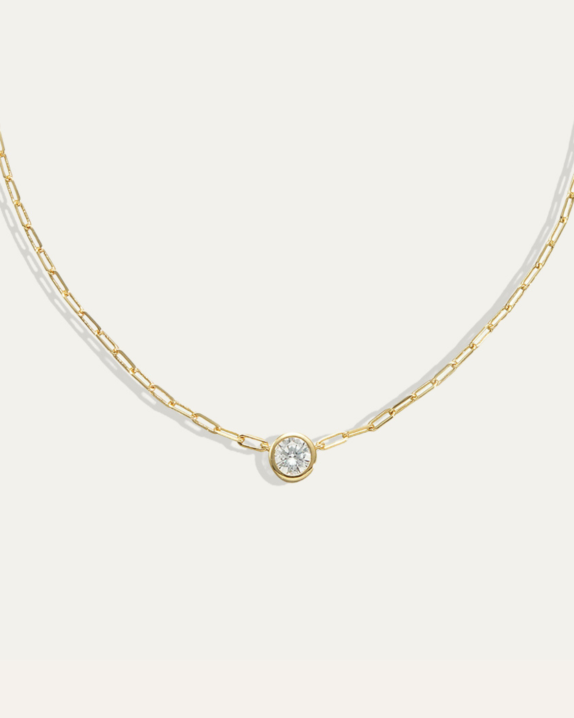 Ava Paperclip Necklace in Diamond