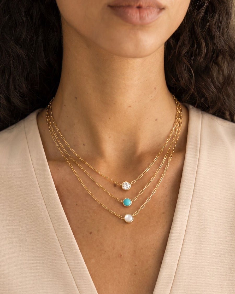 Ava Paperclip Necklace in Mother of Pearl