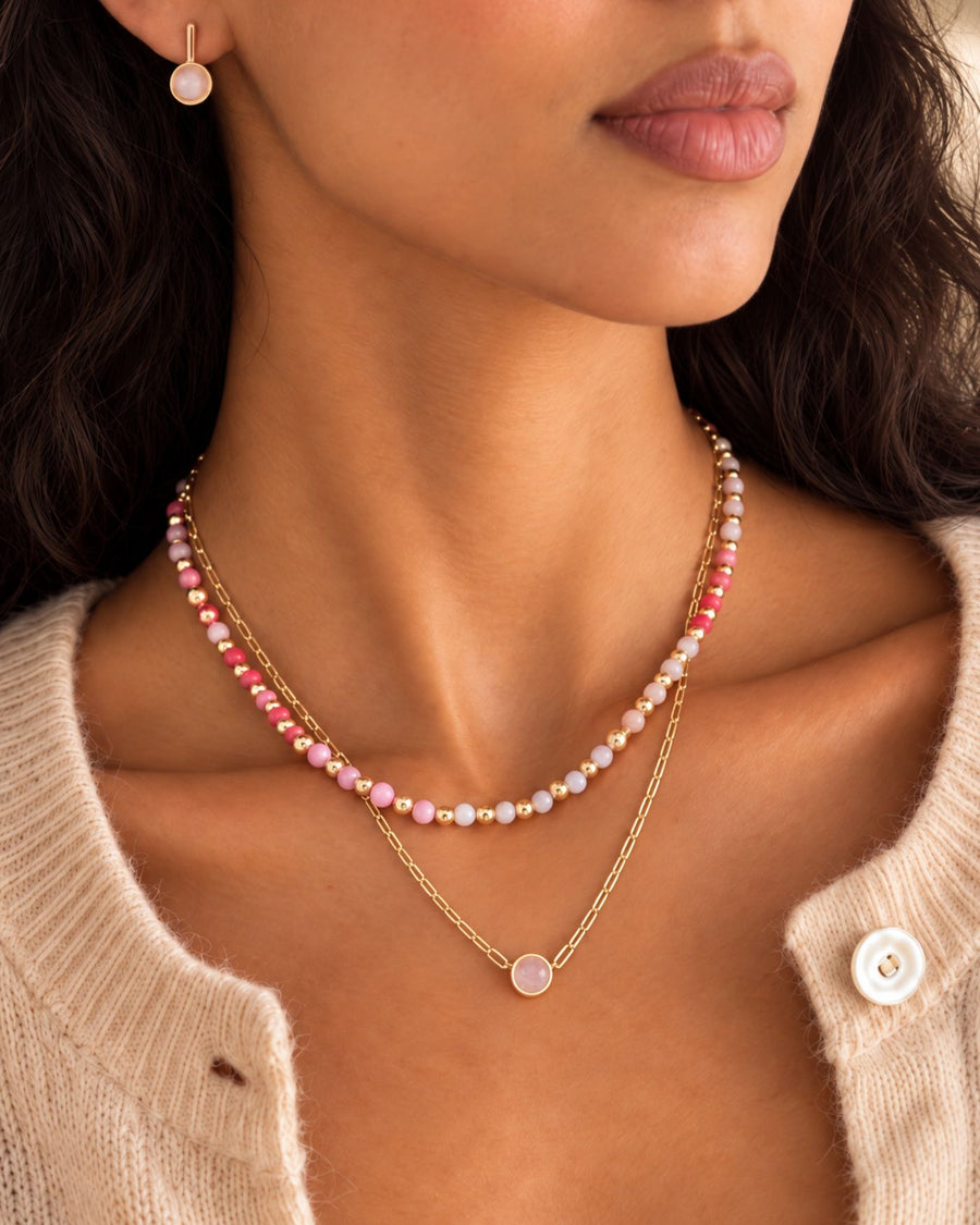 Kate Gemstone Necklace in Pink