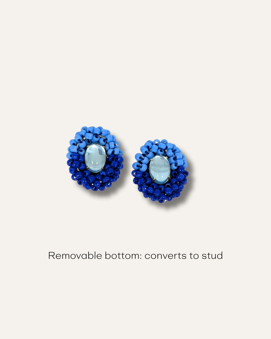 Azure Beaded Convertible Statement Earrings