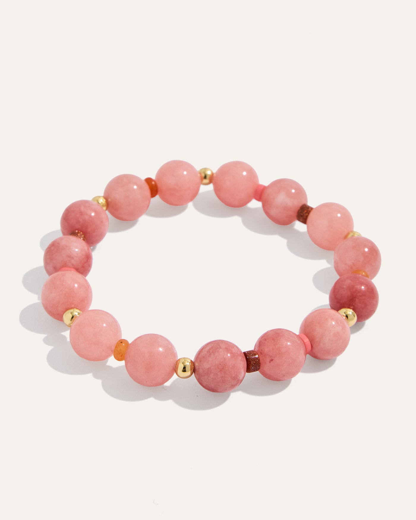 Dot Bracelet in Strawberry Sunstone Quartz