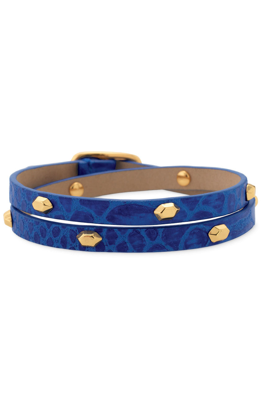 Hudson Leather Wrap Bracelet - Blue