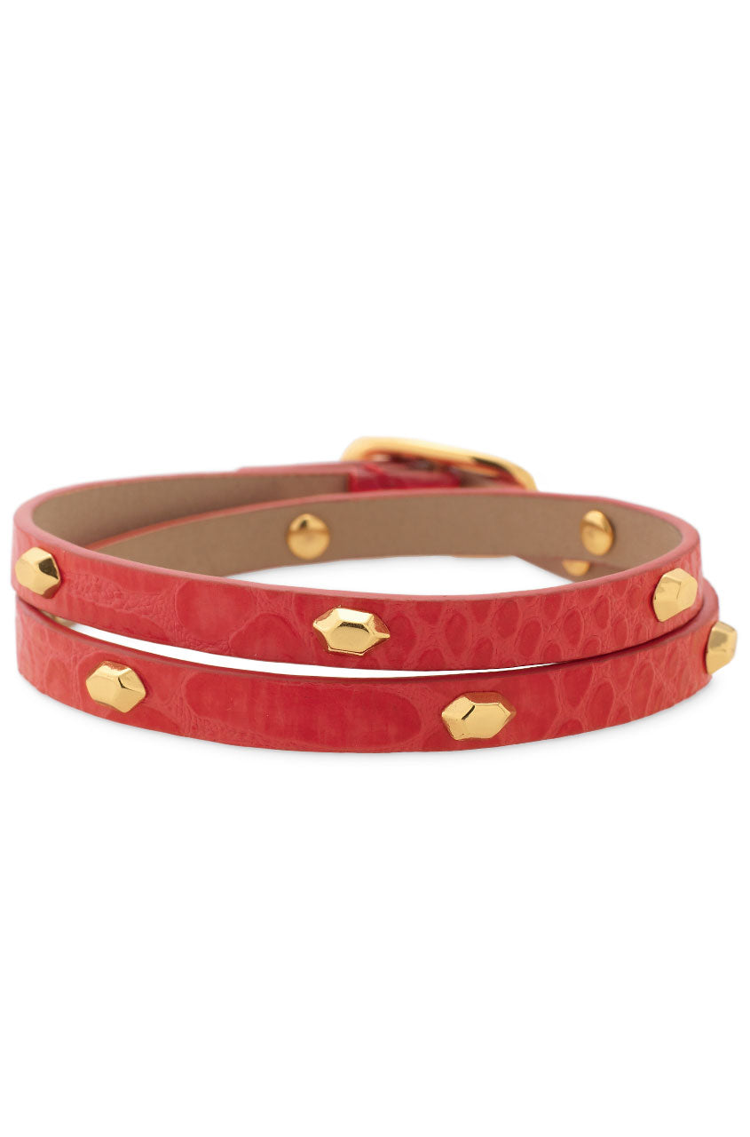 Hudson Leather Wrap Bracelet - Red