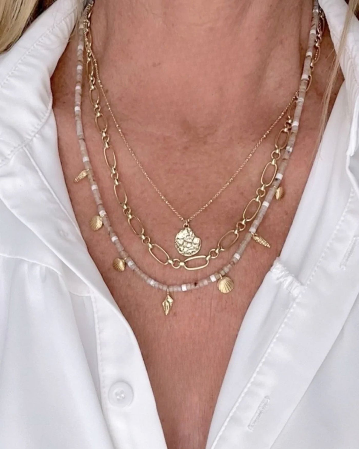 Beach Triple Strand Necklace