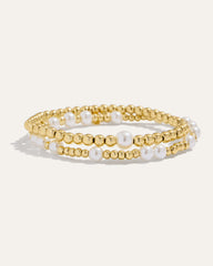 Pearl and Gold Beaded Bracelet Duo
