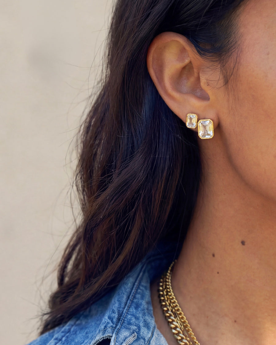 Large Bezel Set Essential Stud Earrings