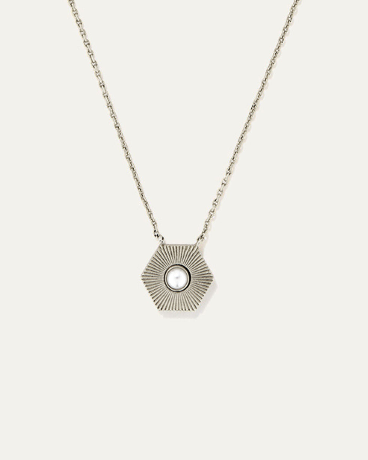 Power Stone Pendant Adjustable Necklace | Silver Pearl