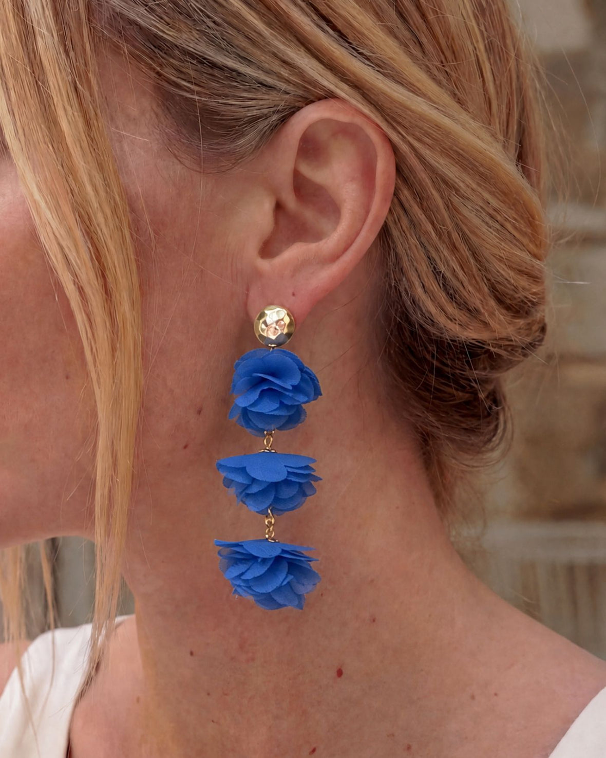 Never Released! Blue Bloom Drop Statement Earrings