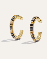 Boho Beaded Hoop Earrings | Black & Cream