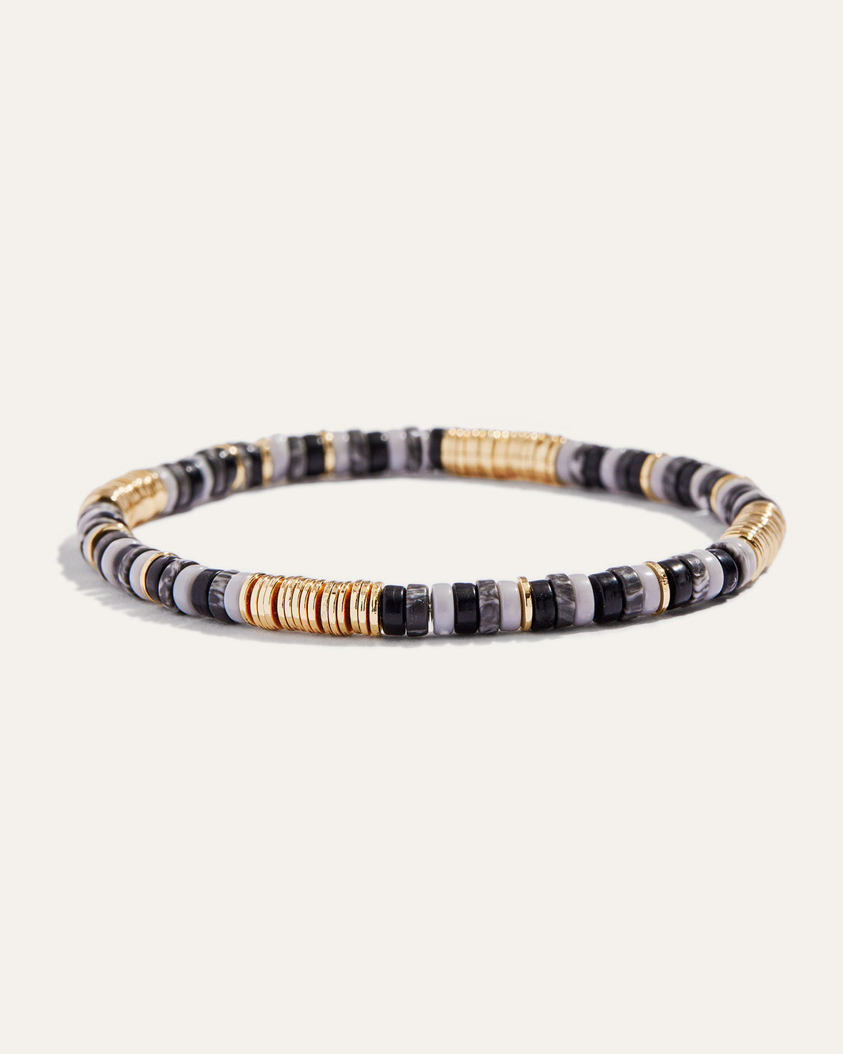 Boho Beaded Stretch Bracelets | Black + Gold