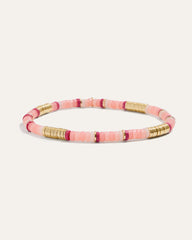 Boho Beaded Stretch Bracelets | Pink + Gold