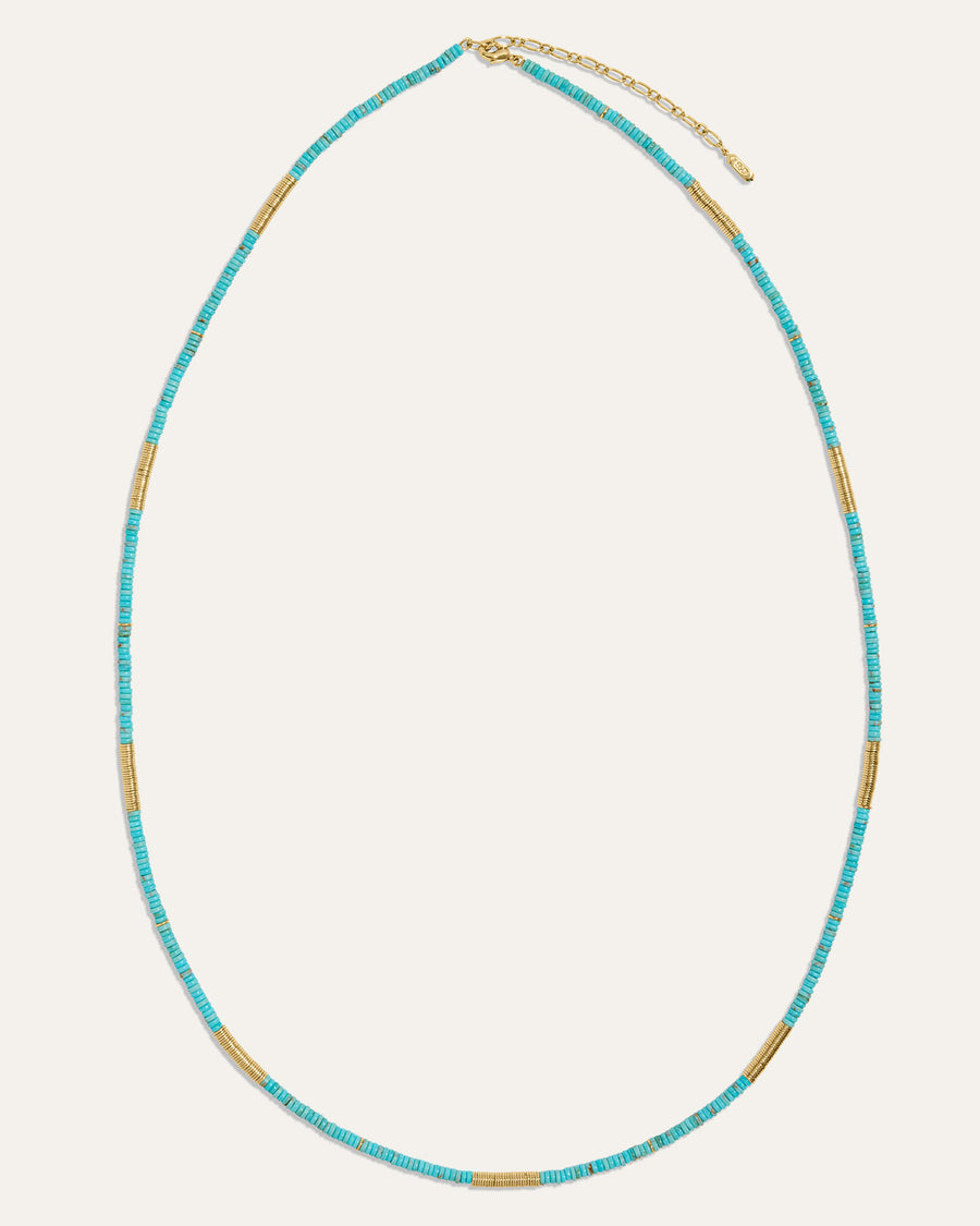 Boho Turquoise and Gold Beaded Wrap Necklace