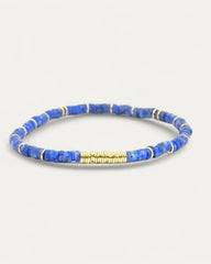 Boho Beaded Stretch Bracelet | Lapis + Gold
