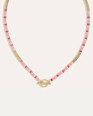 Boho Beaded Pink Toggle Necklace