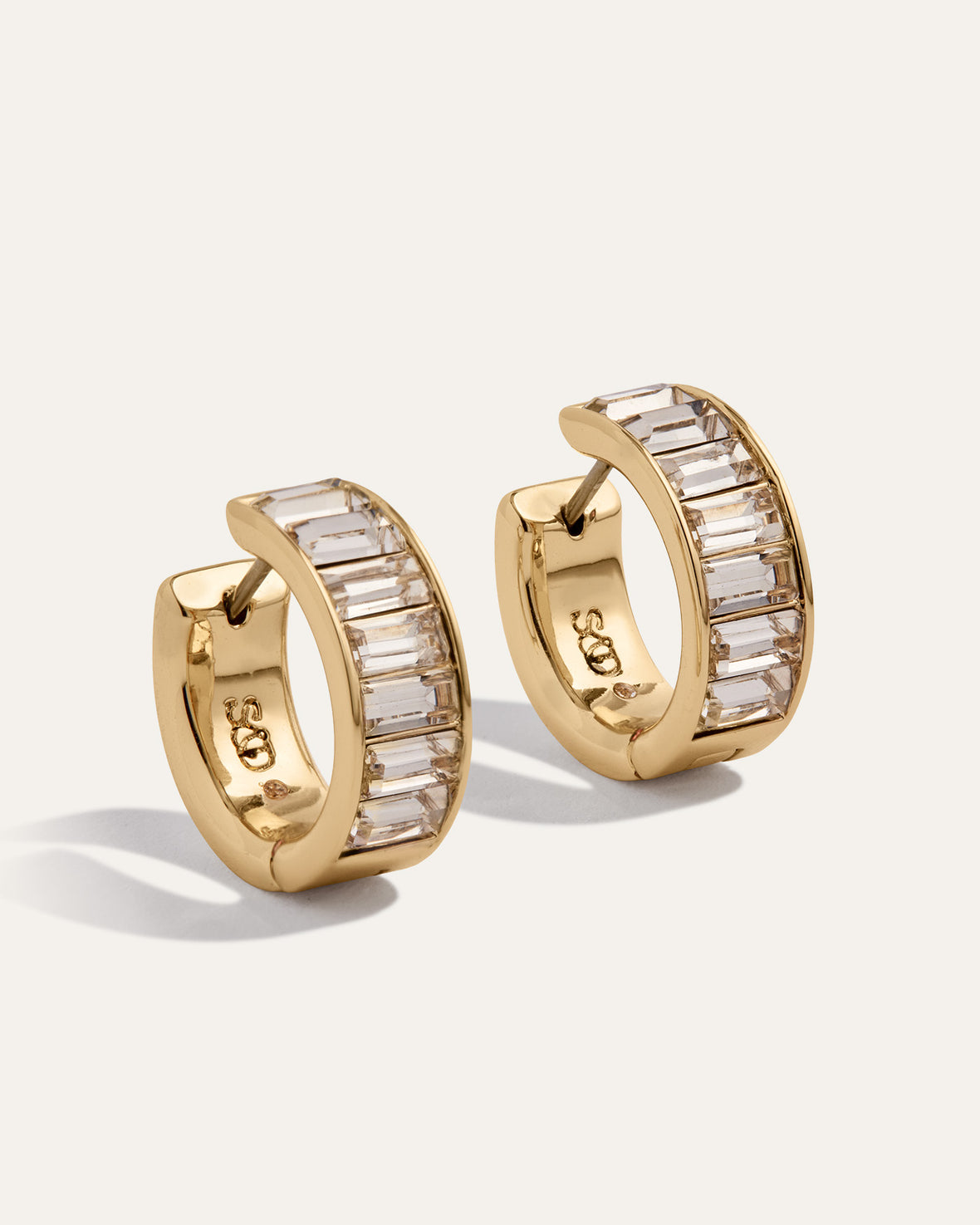 Channel Set Huggie Earrings | Gold