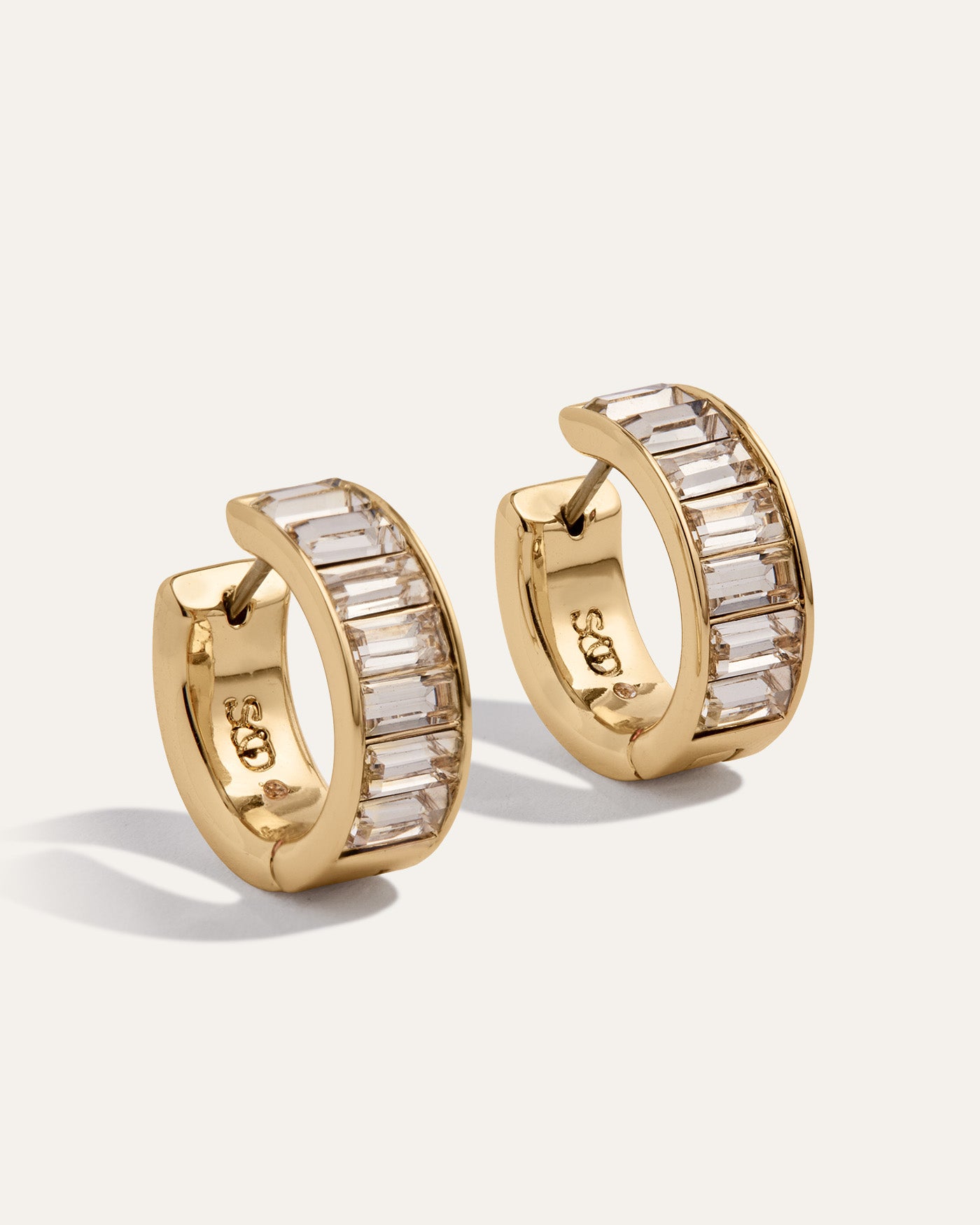 Channel Set Huggie Earrings | Gold