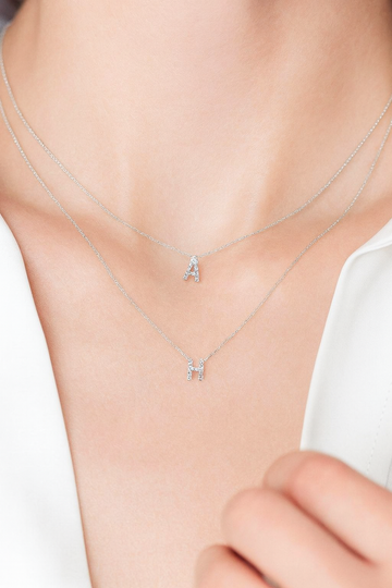 Covet 14kt Diamond Pavé Initial Letter Necklace | White Gold - Final Sale