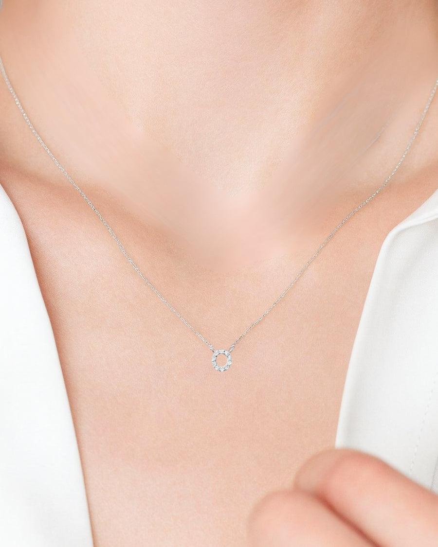 Letter O -Covet 14kt Diamond Pavé Initial Letter Necklace | White Gold - Final Sale (Copy)