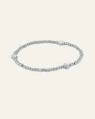 Cross Beaded Stretch Bracelet | Silver