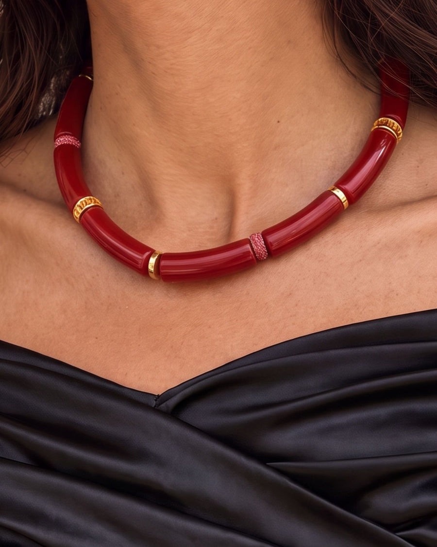 Diana Collar Necklace in Red