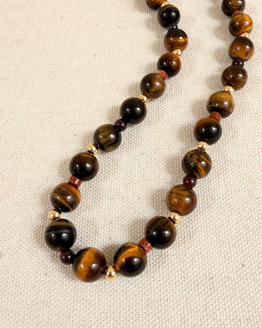 Dot Necklace in Tigers Eye