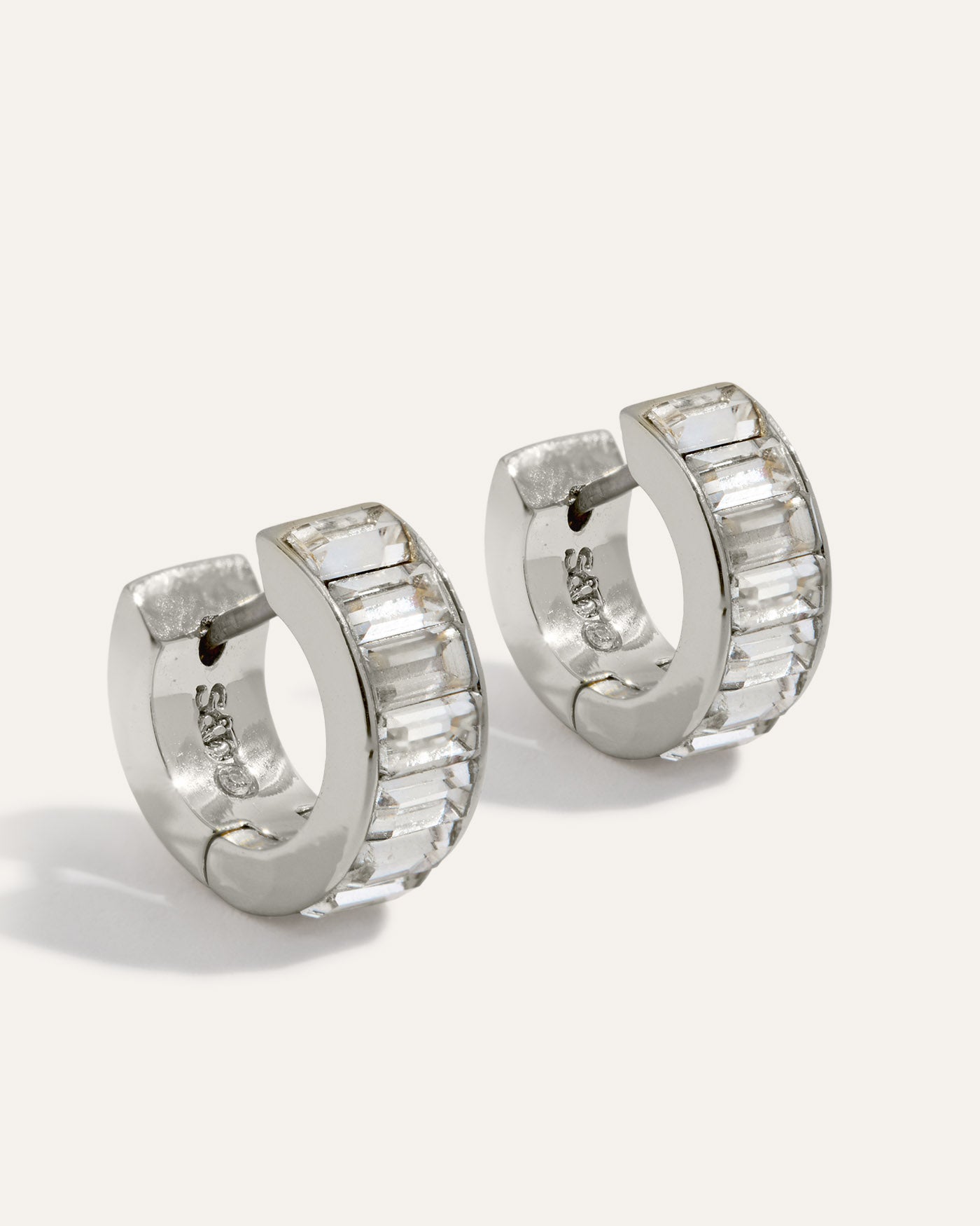 Channel Set Huggie Earrings | Silver