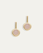 Ava Bar Stud Earrings in Rose Quartz